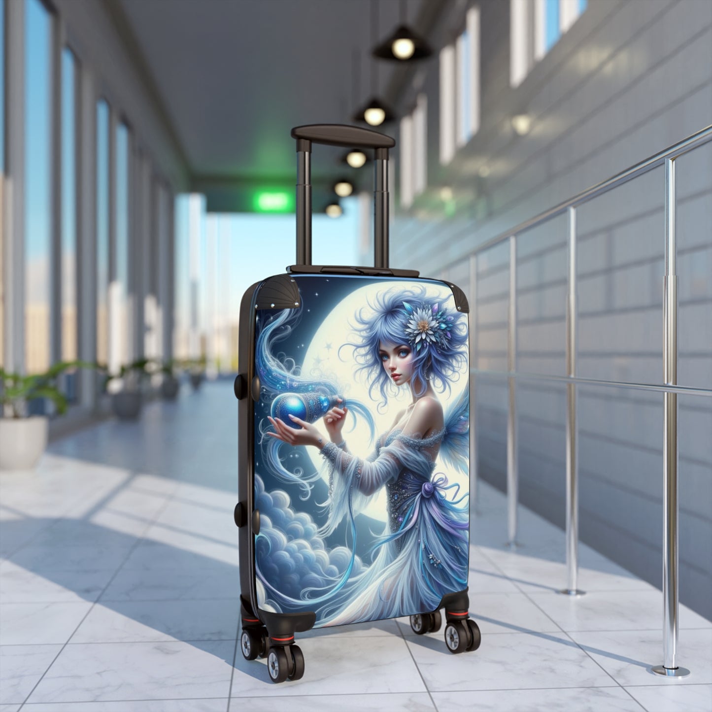Aquarius, Fairy Tale Suitcase with Wings, Travel Bag, Carry-On Luggage, Magical Art Design, Unique Gift for Adventurers, Astrology Signs