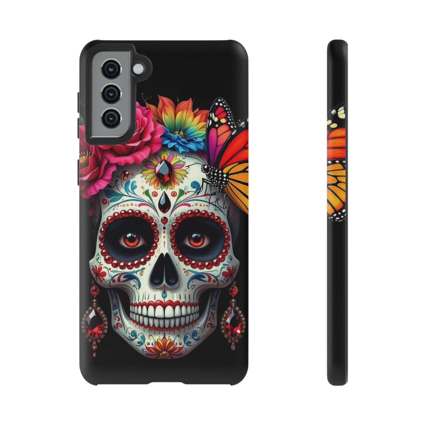 Colorful Sugar Skull Phone Case, Day of the Dead Case, Floral Phone Cover, Flower Skull Design, Edgy Phone Accessory