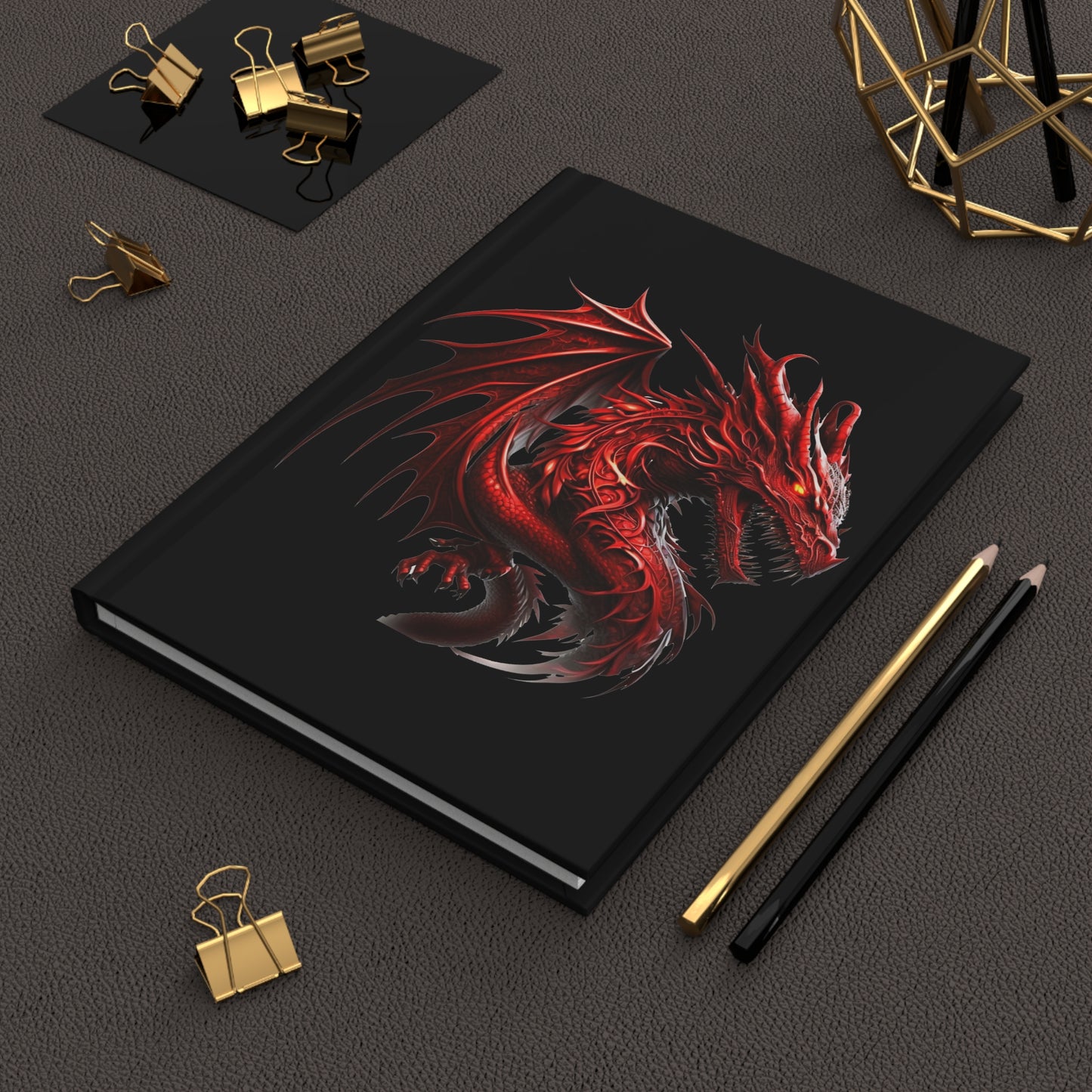 Fantasy-Themed Hardcover Journal for Creatives, Red Dragon, Artistic Writing, Gift for Artists, Notepad for Mystical Lovers