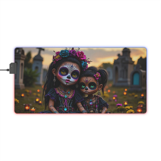 LED Colorful Gaming Mouse Pad - Vibrant Design for Gamers, Desk Decor, RGB Lighting, Day of the Dead Vibe, Perfect Gift for Tech Lovers
