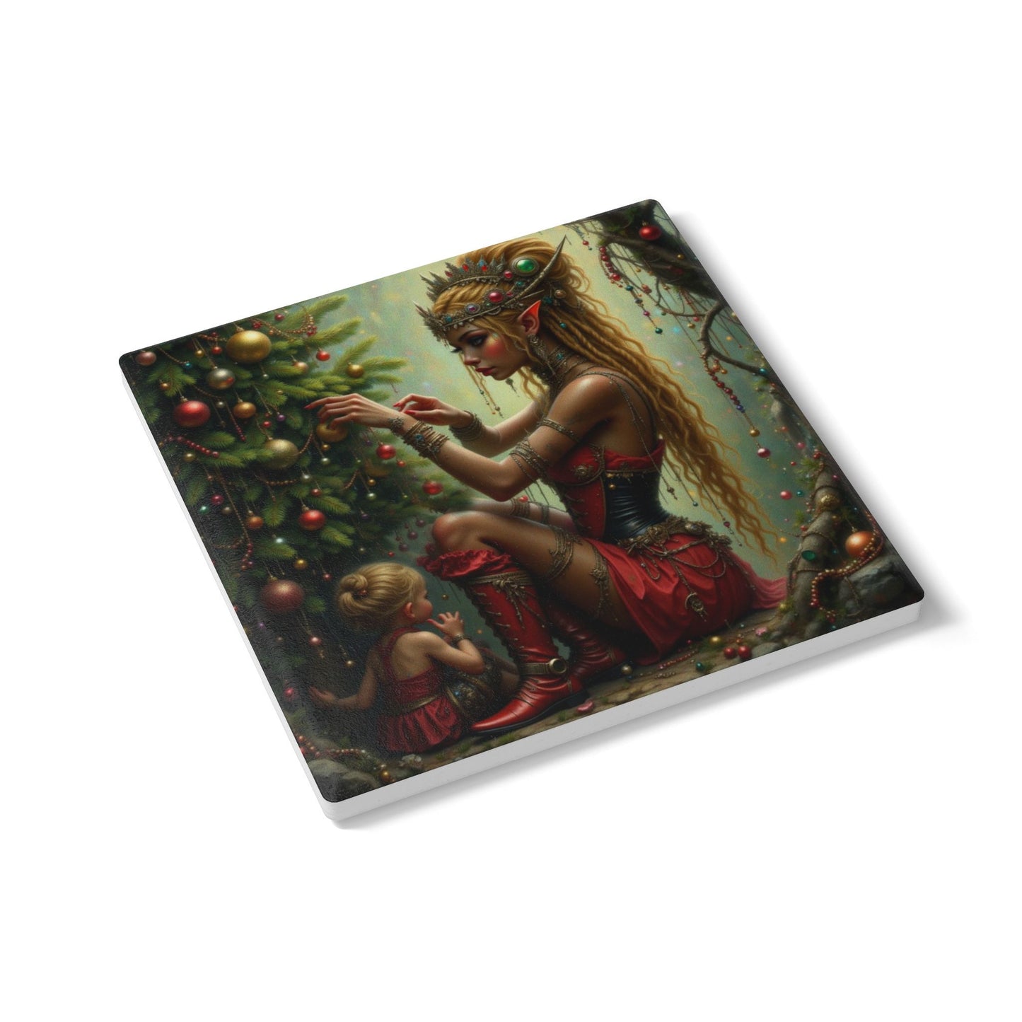 Festive Ceramic Coaster with Holiday Elf Design, Cozy Home Decor, Perfect Gift for Christmas, Winter Holiday Celebrations, Drinkware [...]