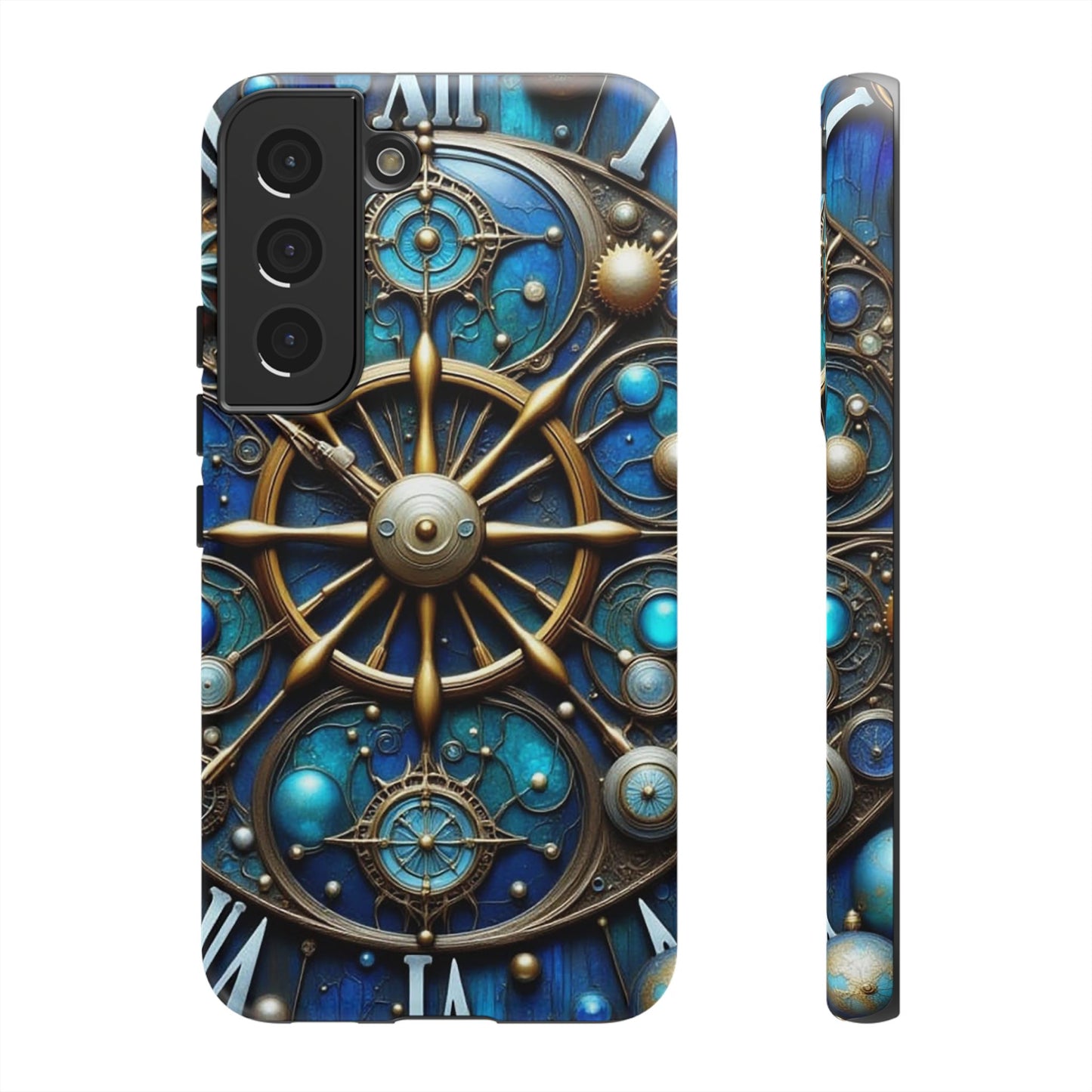 Stylish Phone Cases for Adventurers, Unique Phone Cover, Gift for Friends, Gold and Blue Steampunk Design, Tough Protective Case, Artistic [...]