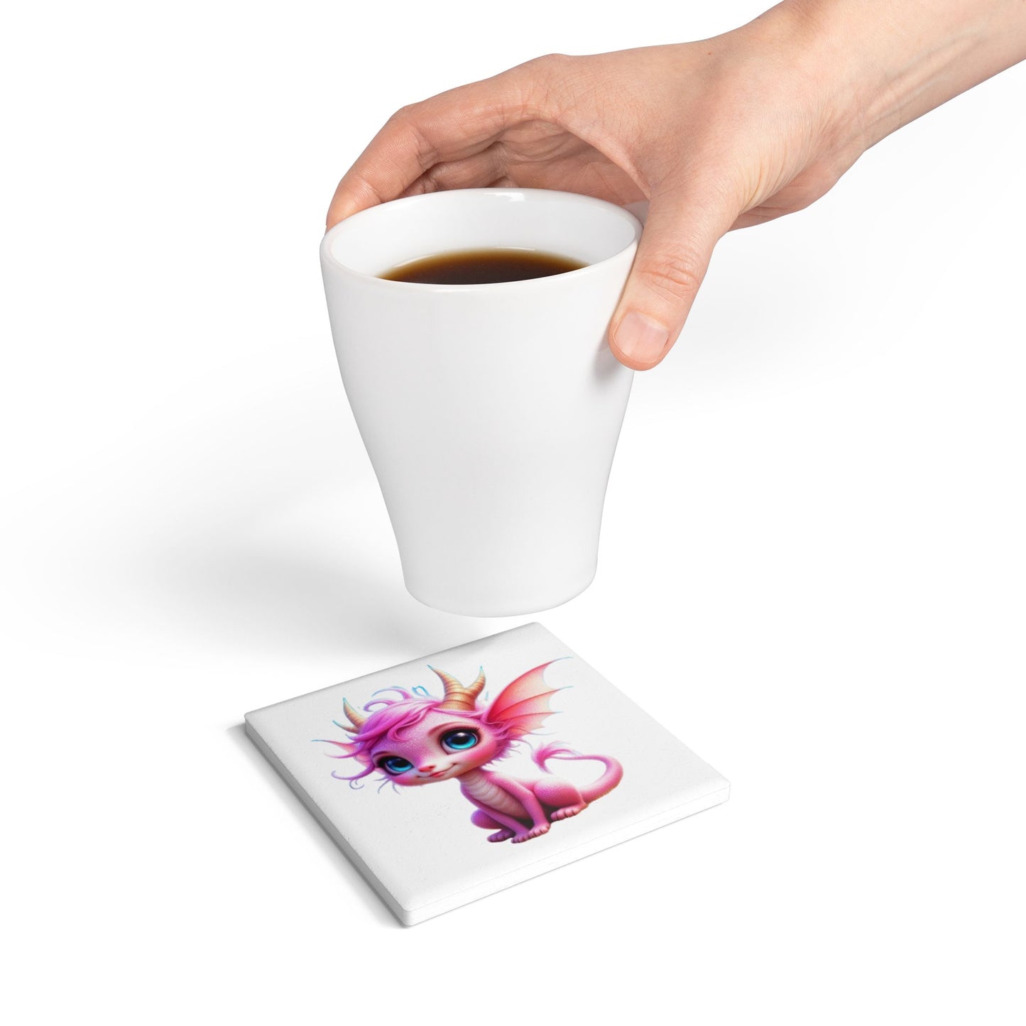 Ceramic Coaster, Baby Dragon Sakura, Unique Gifts, Cool Designs