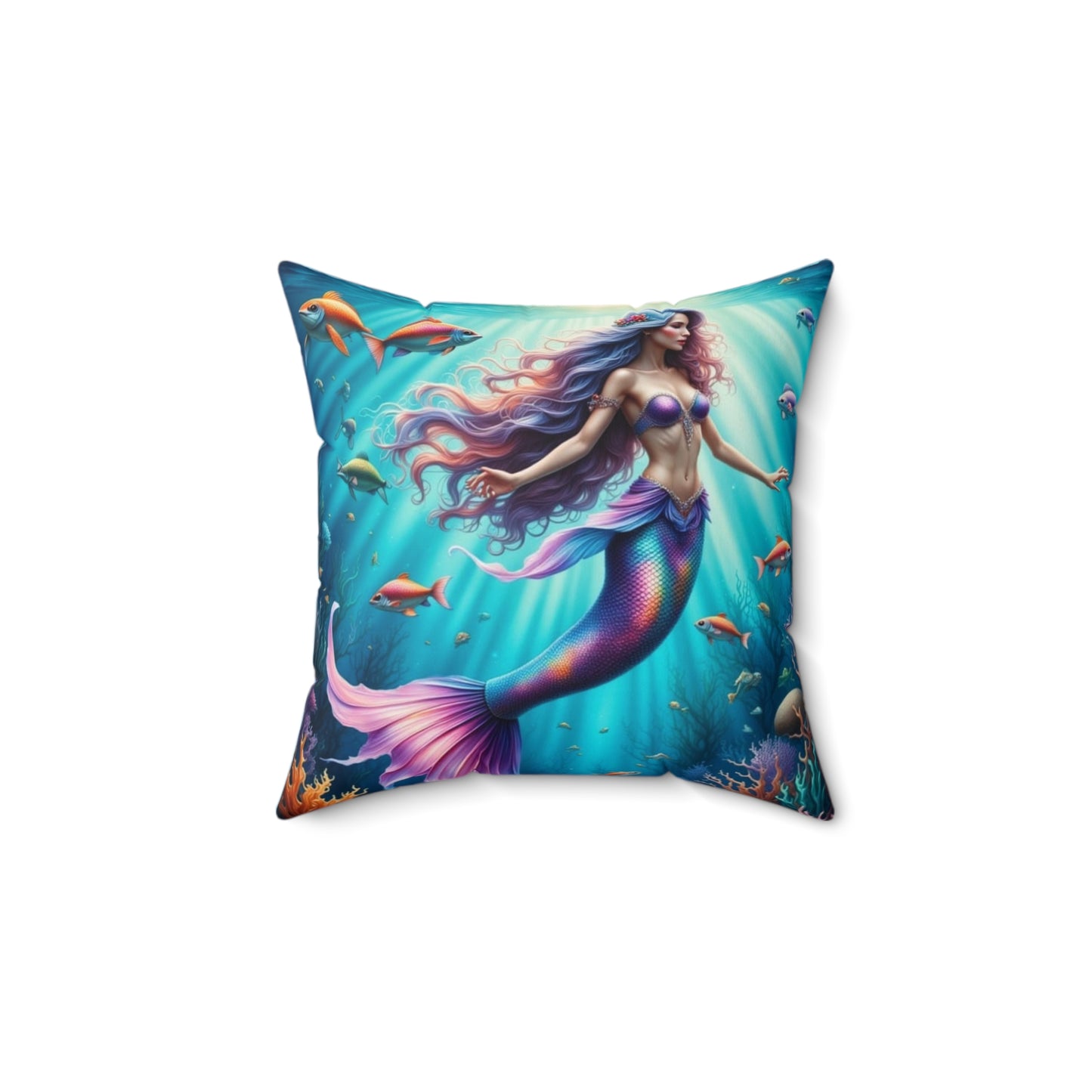 Mermaid Aqua Decorative Pillow, Beach Decor, Nautical Home Accent, Unique Gift for Ocean Lovers, Coastal Living