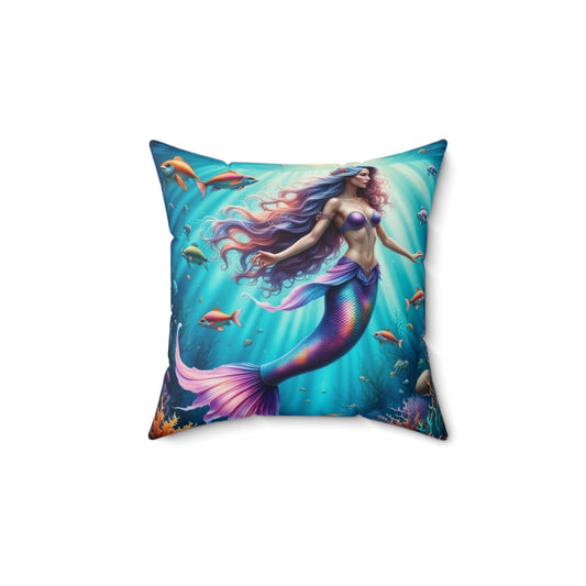 Mermaid Aqua Decorative Pillow, Beach Decor, Nautical Home Accent, Unique Gift for Ocean Lovers, Coastal Living