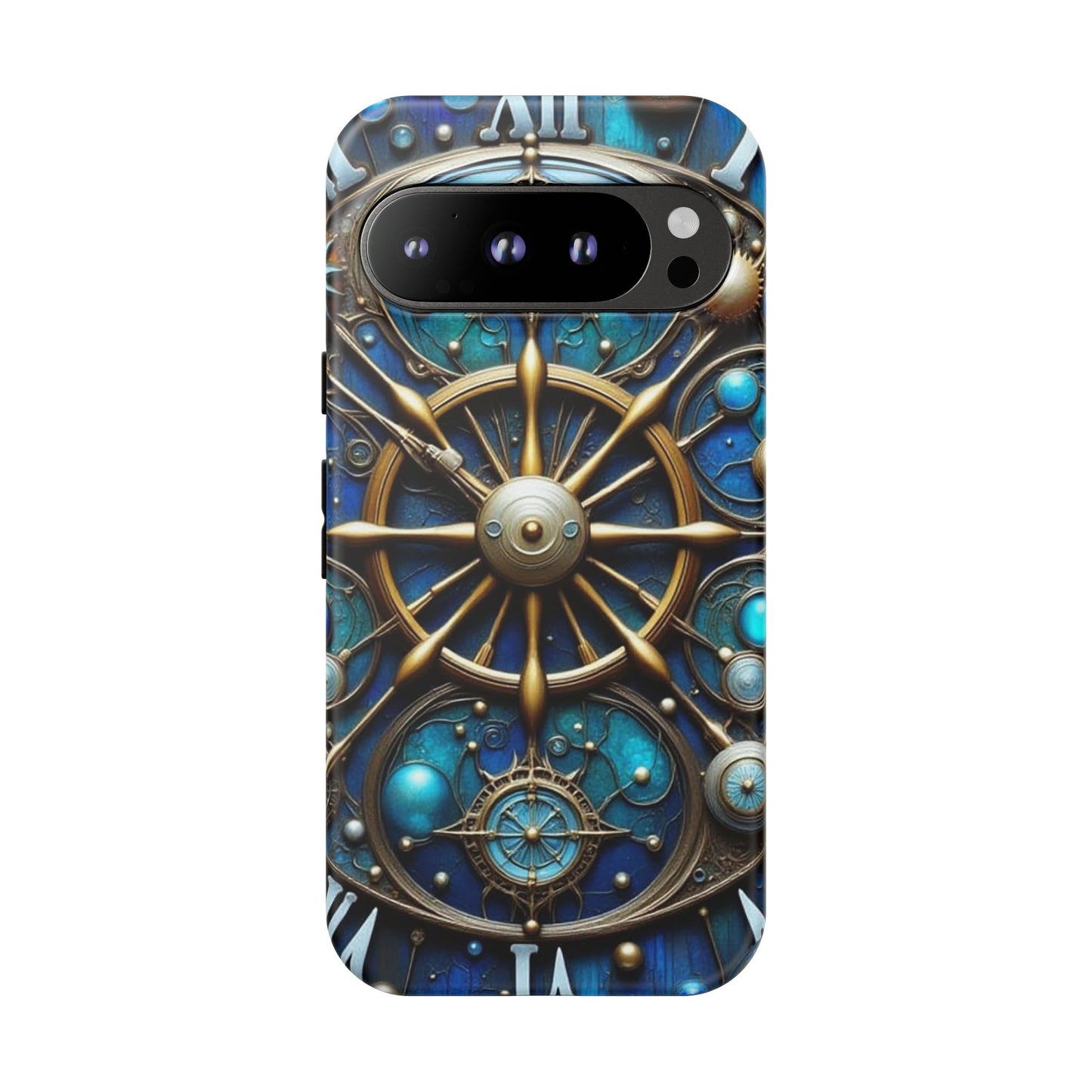 Stylish Phone Cases for Adventurers, Unique Phone Cover, Gift for Friends, Gold and Blue Steampunk Design, Tough Protective Case, Artistic [...]
