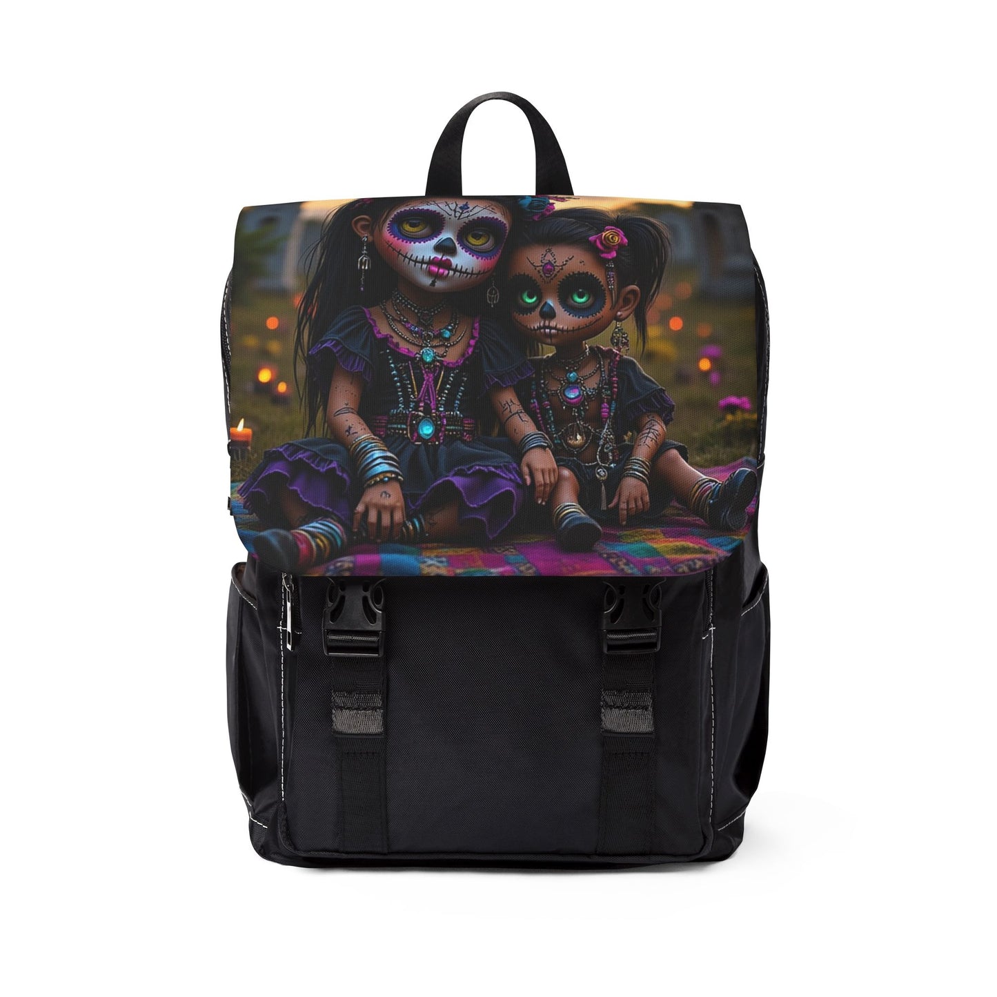Vibrant Day of the Dead Backpack, Unisex Casual Daypack, Boho Shoulder Bag, Festival Tote, Goth Aesthetic Rucksack