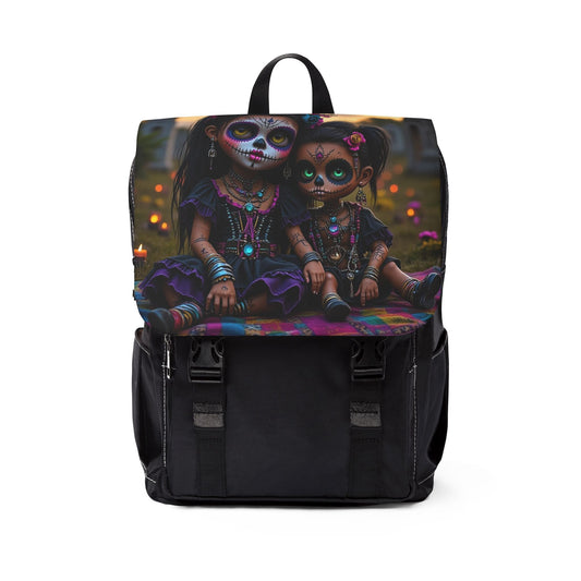 Vibrant Day of the Dead Backpack, Unisex Casual Daypack, Boho Shoulder Bag, Festival Tote, Goth Aesthetic Rucksack