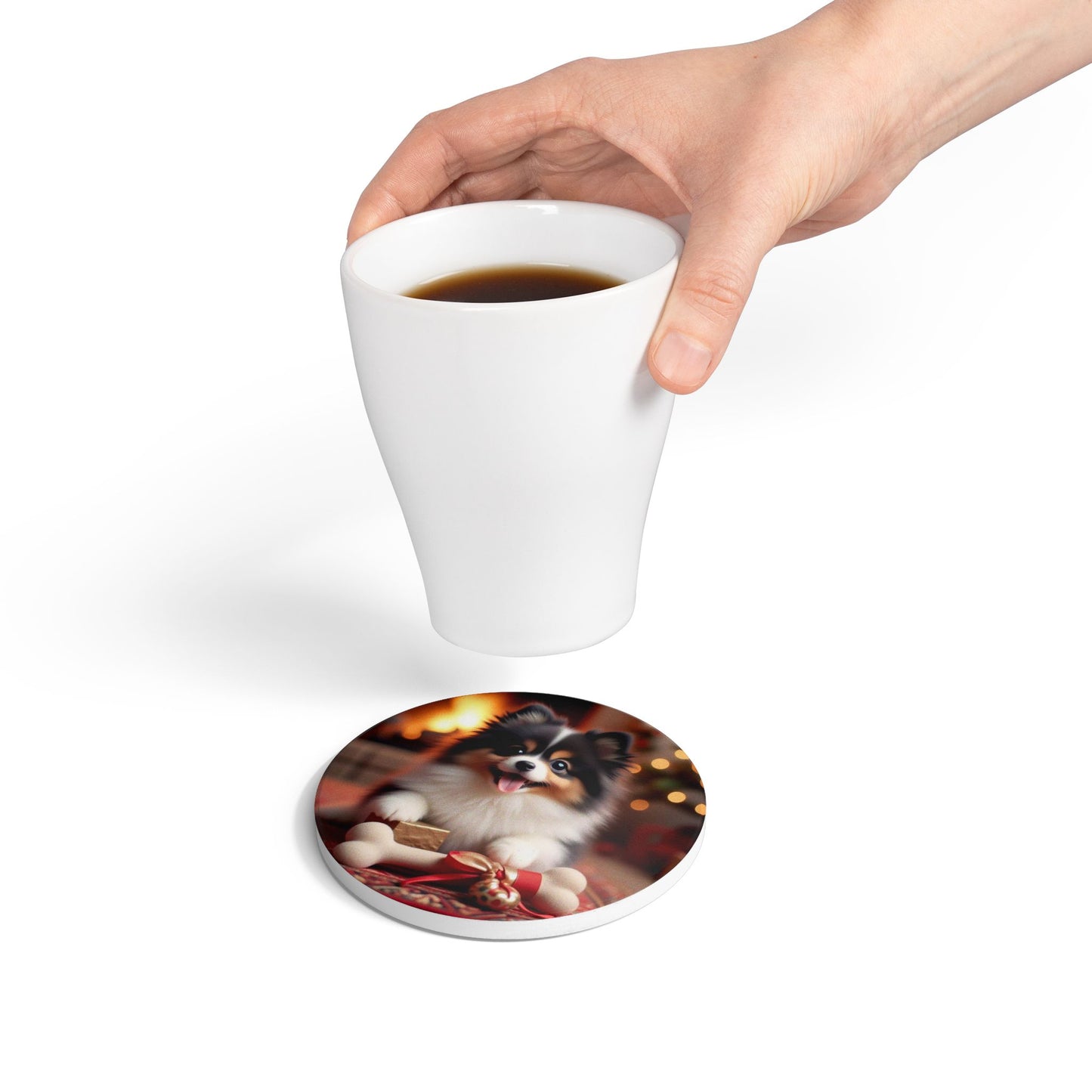 Puppy Love Ceramic Coaster, Cute Dog Decor, Pet Lover Gift, Home Accessories, Christmas Gift, Dog-Themed Coaster