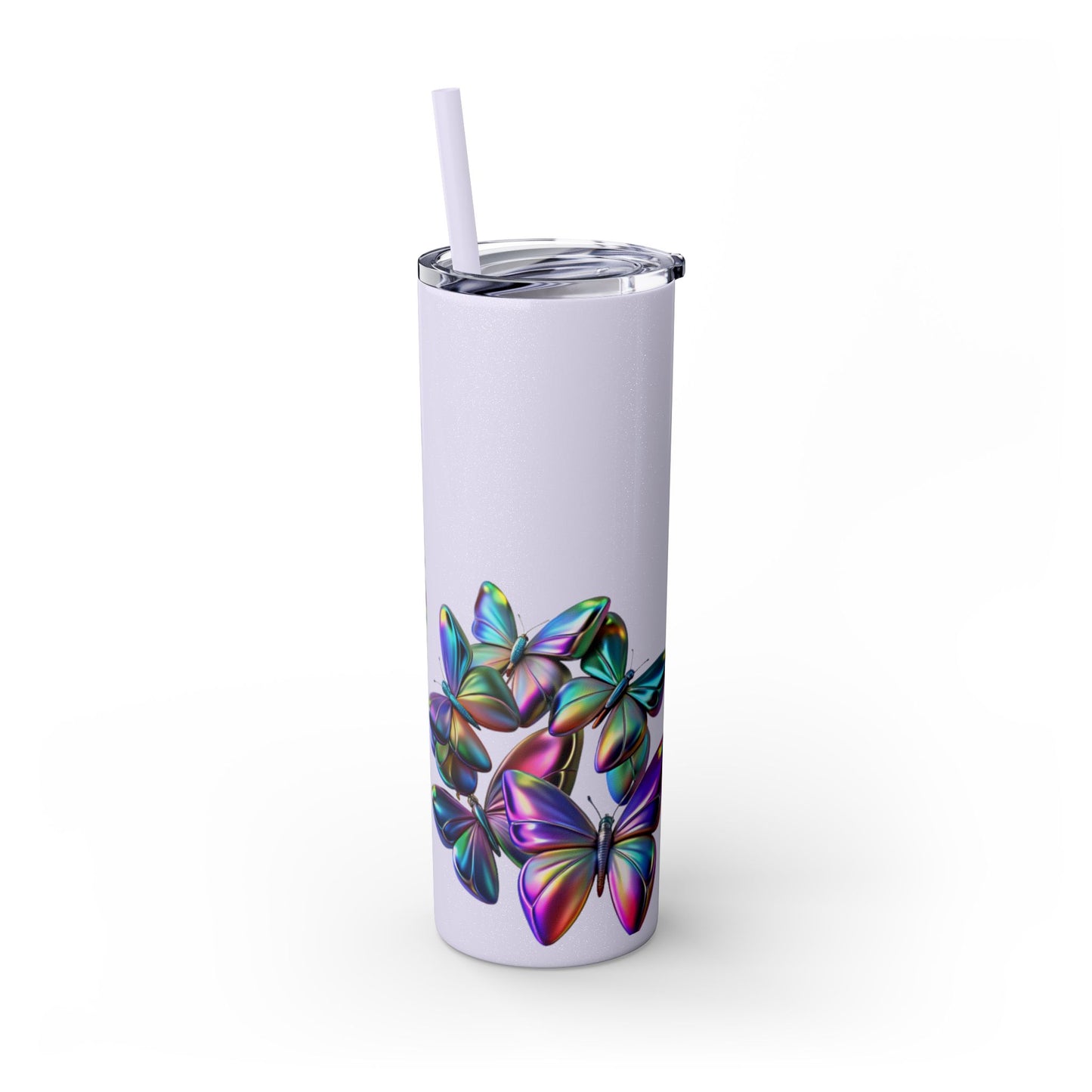 Purple Butterfly Swarm Tumbler with Straw, 20oz