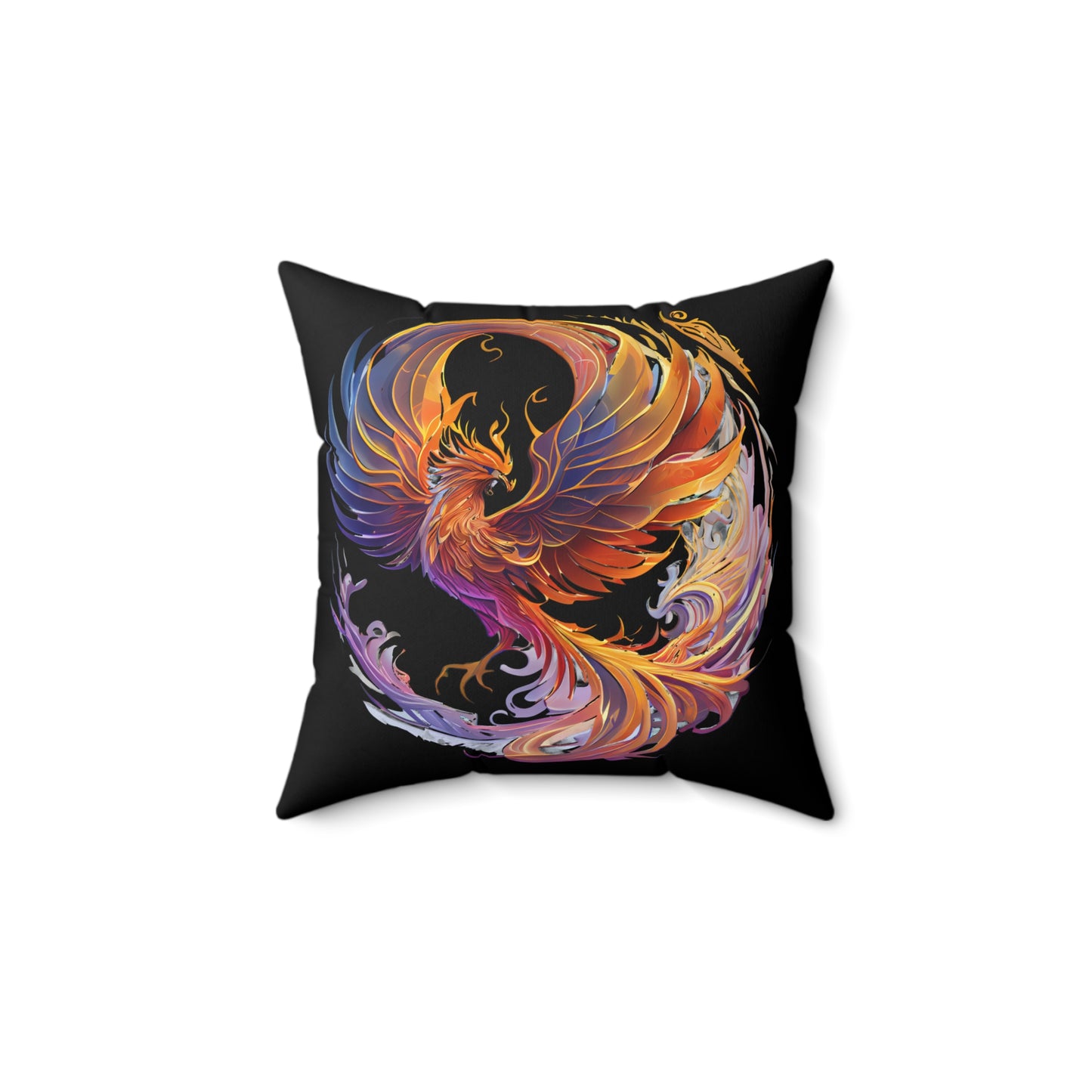 Vibrant Phoenix Throw Pillow, Boho Cushion, Home Decor, Gift for Him, Unique Art, Living Room Accent