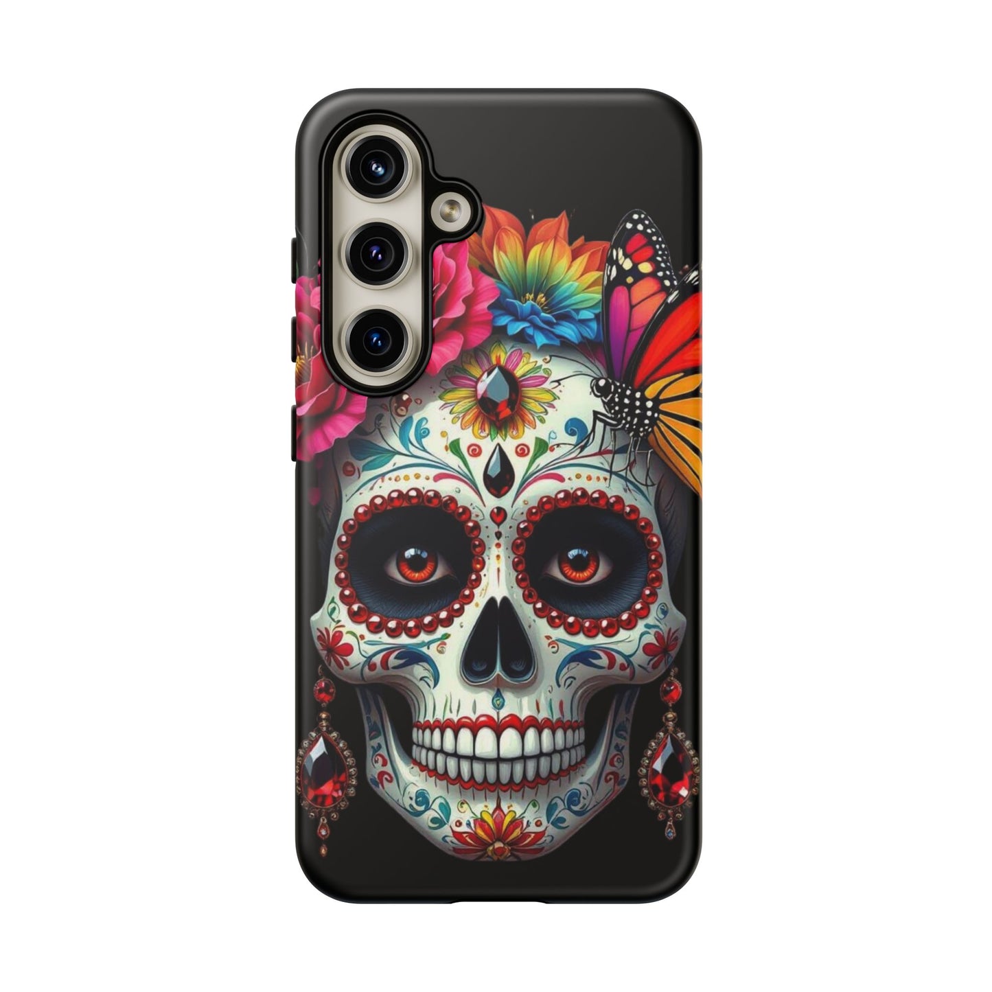 Colorful Sugar Skull Phone Case, Day of the Dead Case, Floral Phone Cover, Flower Skull Design, Edgy Phone Accessory