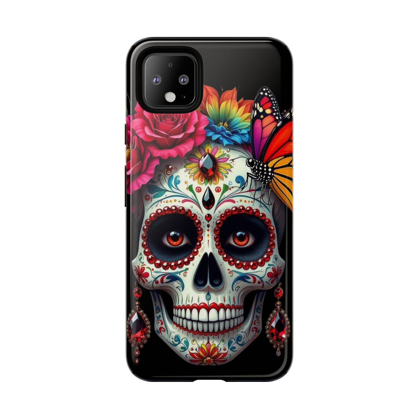 Colorful Sugar Skull Phone Case, Day of the Dead Case, Floral Phone Cover, Flower Skull Design, Edgy Phone Accessory