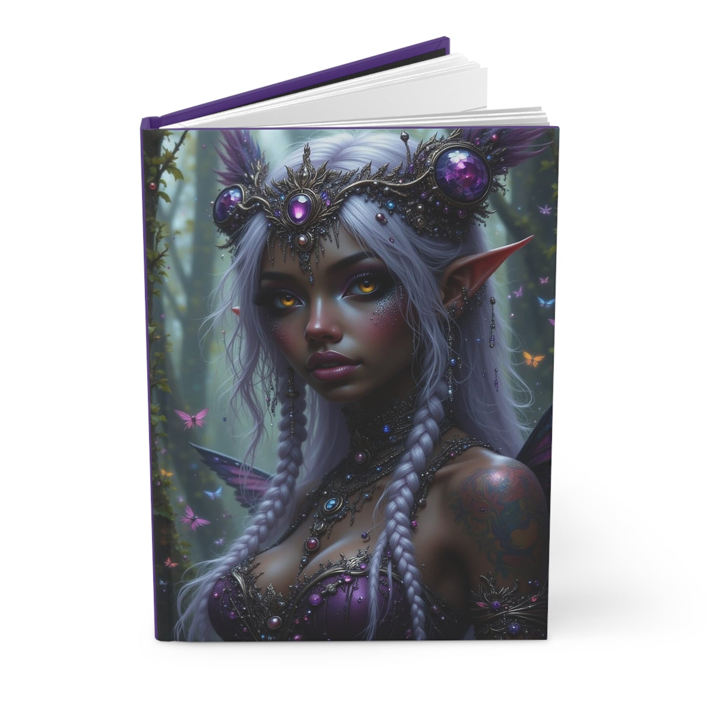 Nubian Elf Princess Enchanted Fantasy Journal, Whimsical Writing Notebook, Elf Art Cover, Gifts for Creatives, Fairy Tale Inspiration