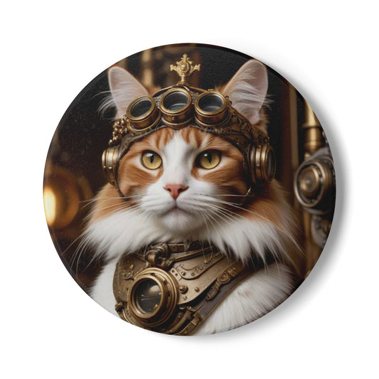 Ceramic Coaster, Steampunk Cat Captain, Steampunk Art, Unique Designs