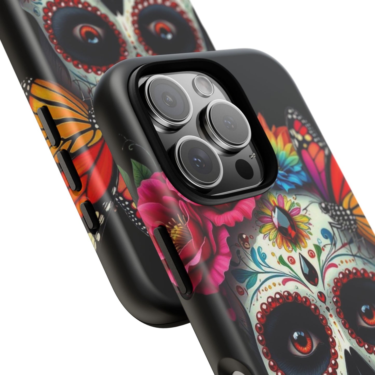 Colorful Sugar Skull Phone Case, Day of the Dead Case, Floral Phone Cover, Flower Skull Design, Edgy Phone Accessory