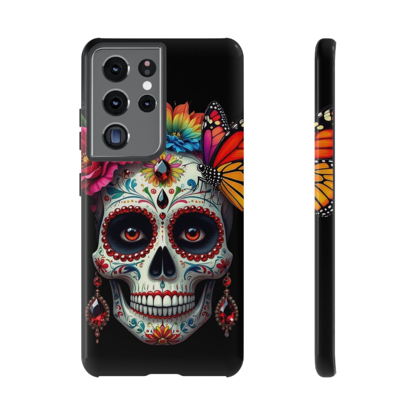 Colorful Sugar Skull Phone Case, Day of the Dead Case, Floral Phone Cover, Flower Skull Design, Edgy Phone Accessory