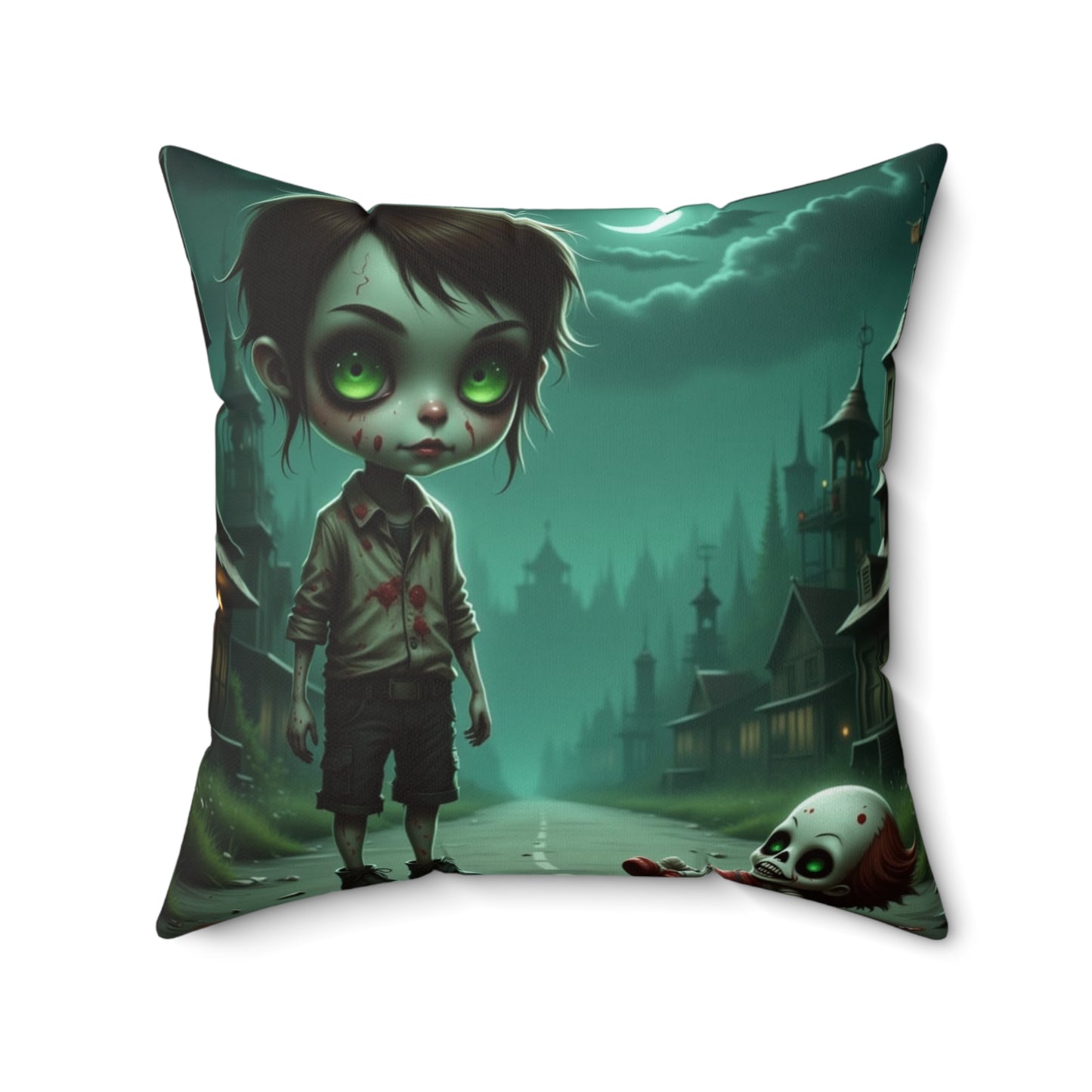 Gothic Horror Square Pillow, Spooky Home Decor, Halloween Accent Pillow, Creepy Throw Pillow, Unique Gift for Horror Fans