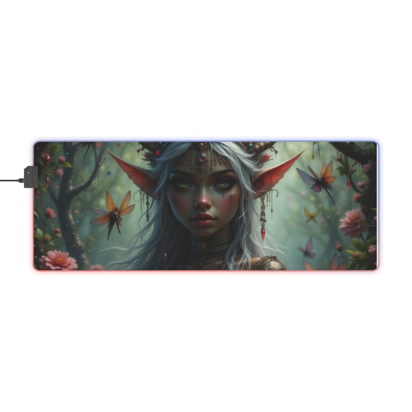 LED Fantasy Gaming Mouse Pad - Enchanted Elf Design, RGB, Gamer Accessories, Desk Decor, Perfect for Gaming Setup