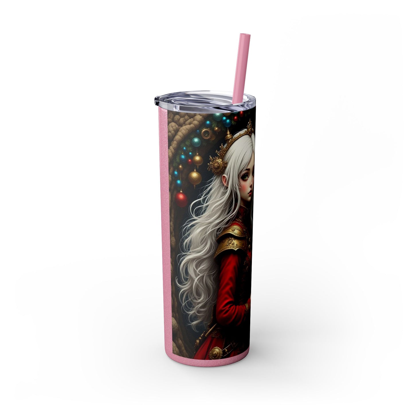Whimsical Winter Skinny Tumbler with Rabbit Design, Christmas Gift, Holiday Drinkware, Fun Travel Mug, Cute Beverage Container