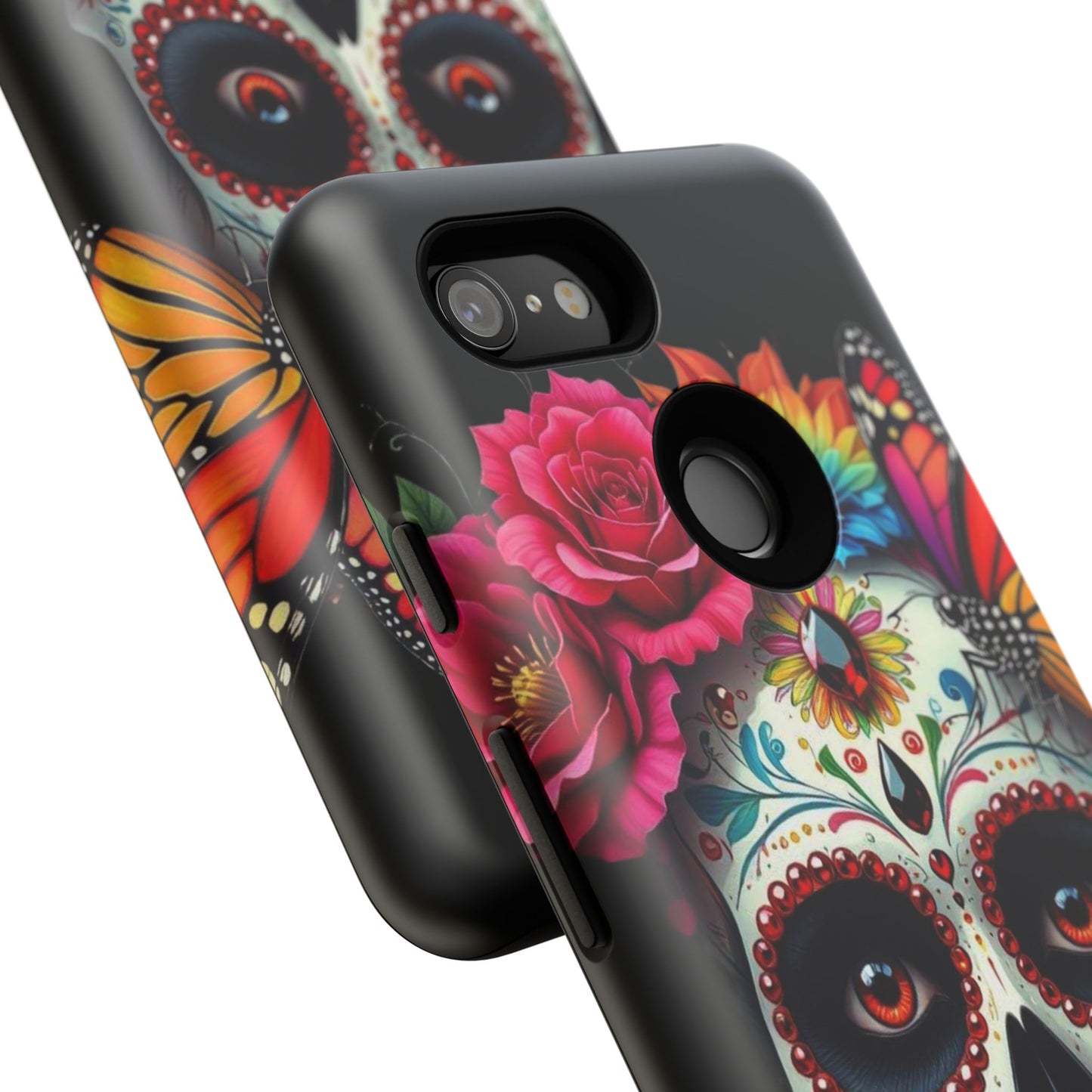 Colorful Sugar Skull Phone Case, Day of the Dead Case, Floral Phone Cover, Flower Skull Design, Edgy Phone Accessory