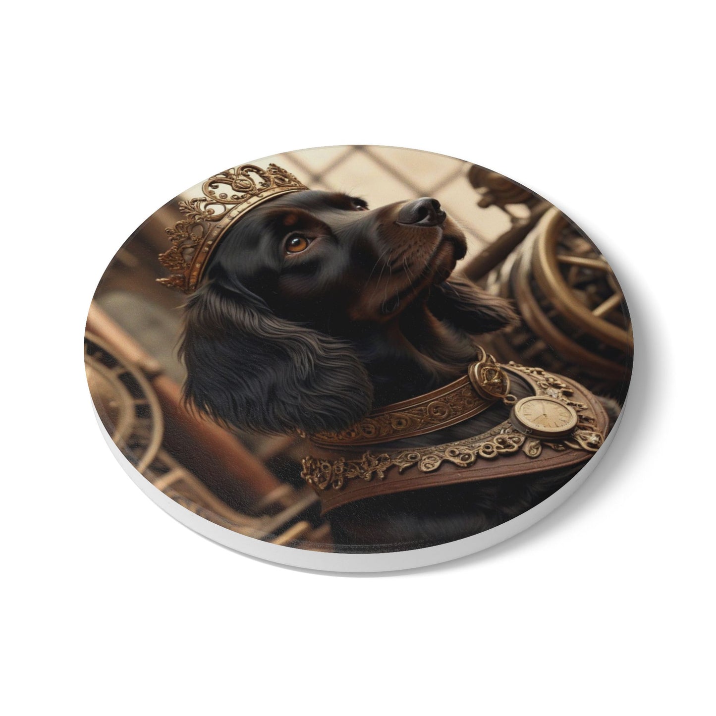Ceramic Coaster, Steampunk Dog Black Cocker Spaniel