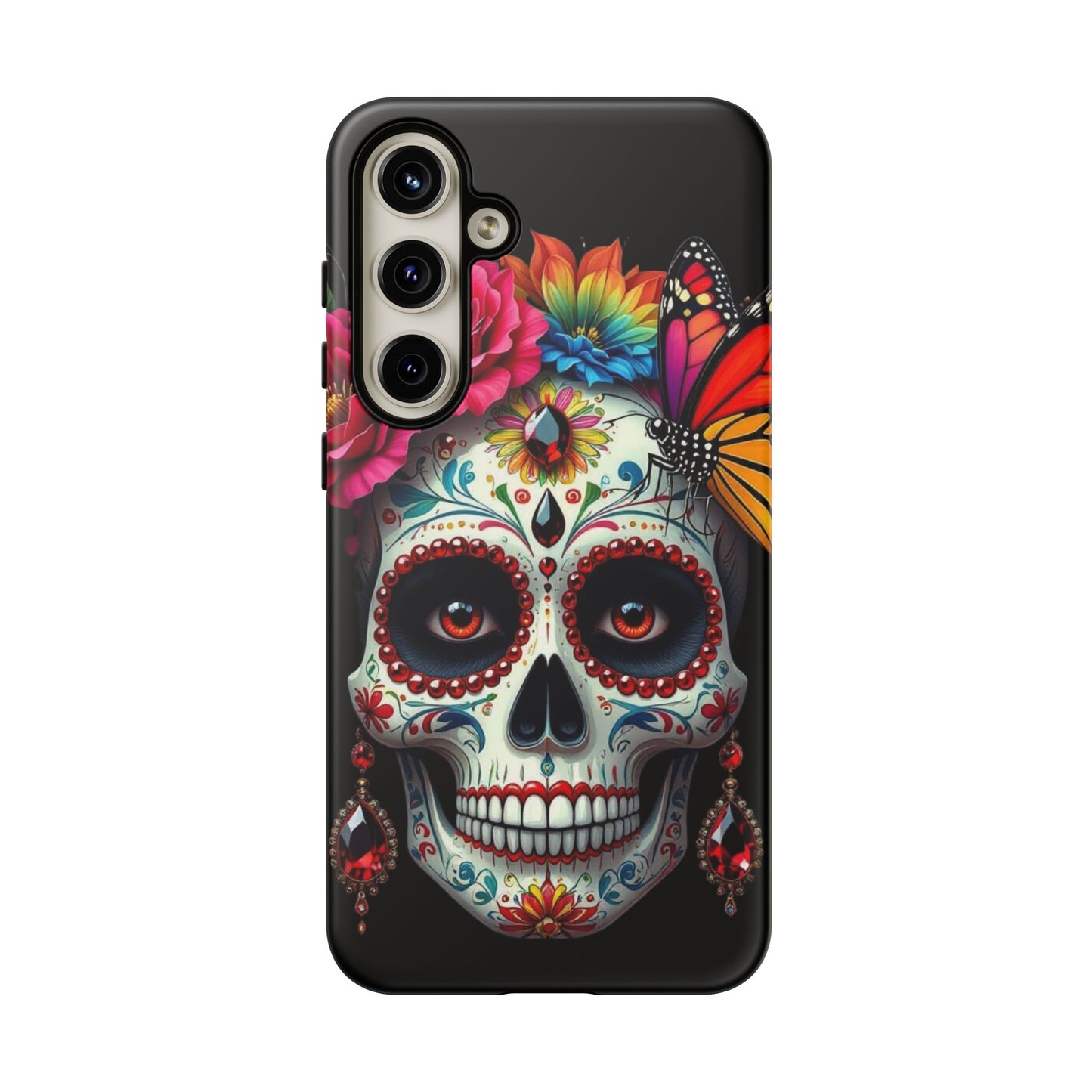 Colorful Sugar Skull Phone Case, Day of the Dead Case, Floral Phone Cover, Flower Skull Design, Edgy Phone Accessory