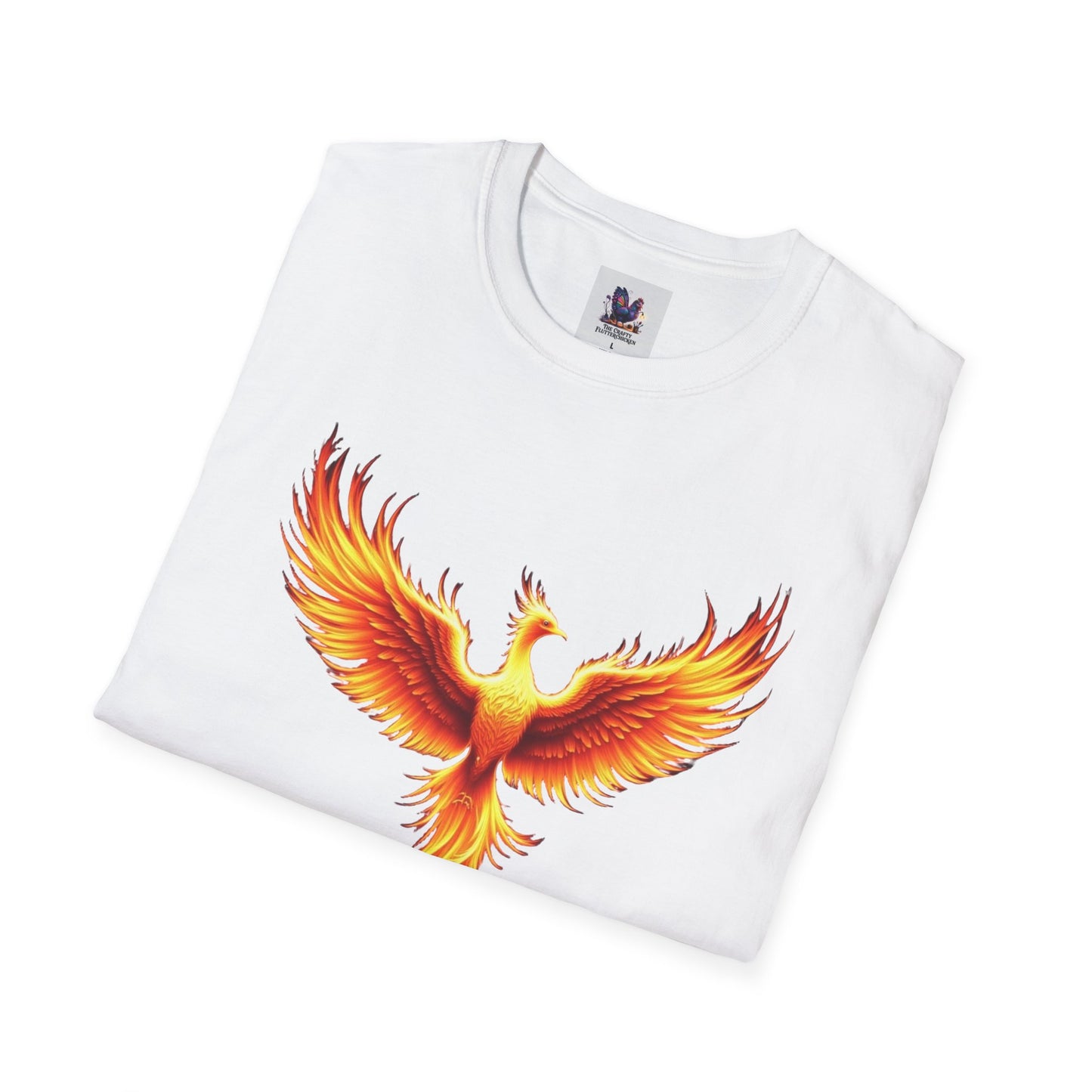 Colorful Phoenix Art Unisex Softstyle T-Shirt, Colorful Tee, Nature-Inspired Apparel, Cute Graphic Shirt