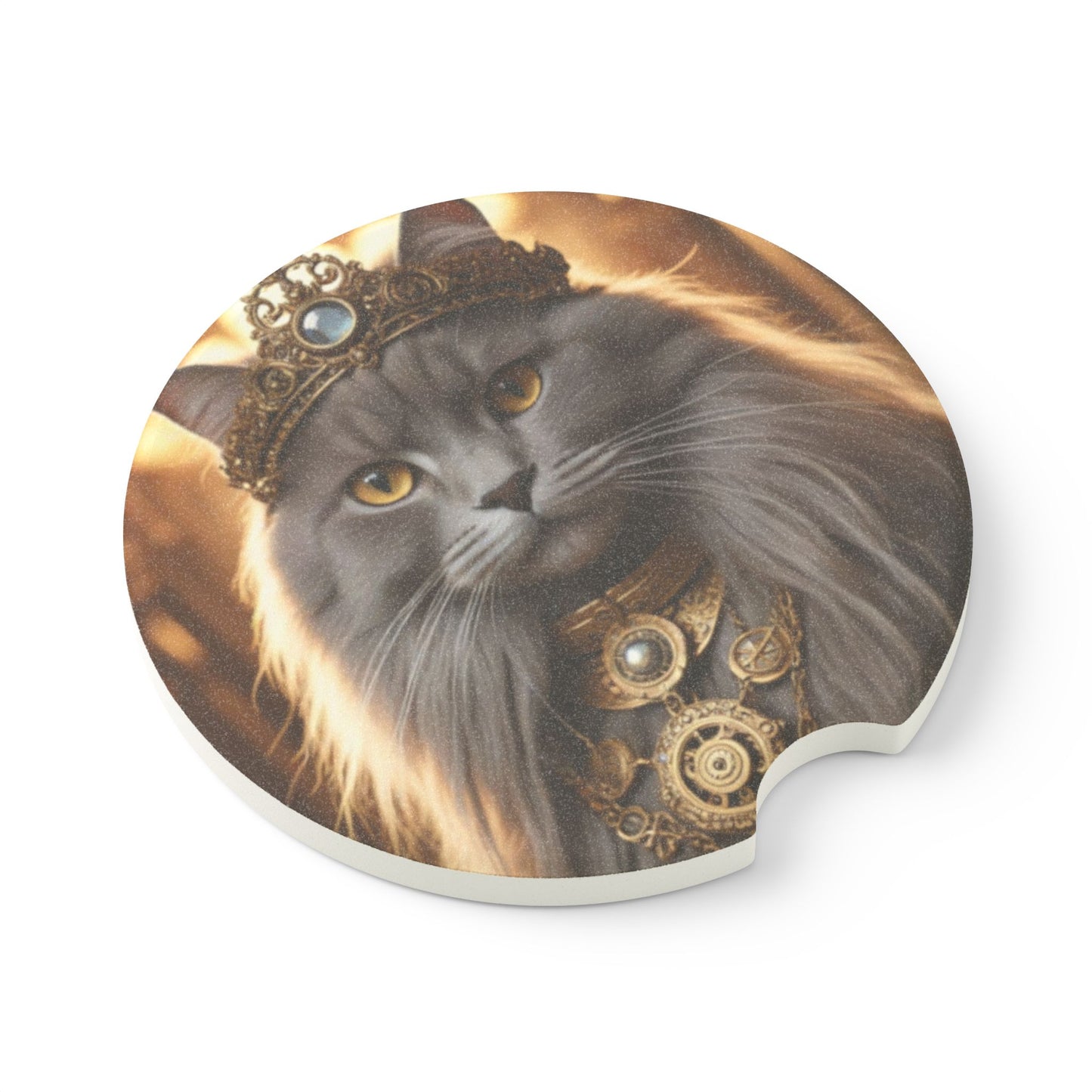Majestic Cat Car Coaster - Stylish Soapstone Coaster for Pet Lovers, Cute Car Accessory, Gifts for Cat Lovers, Unique Home Decor