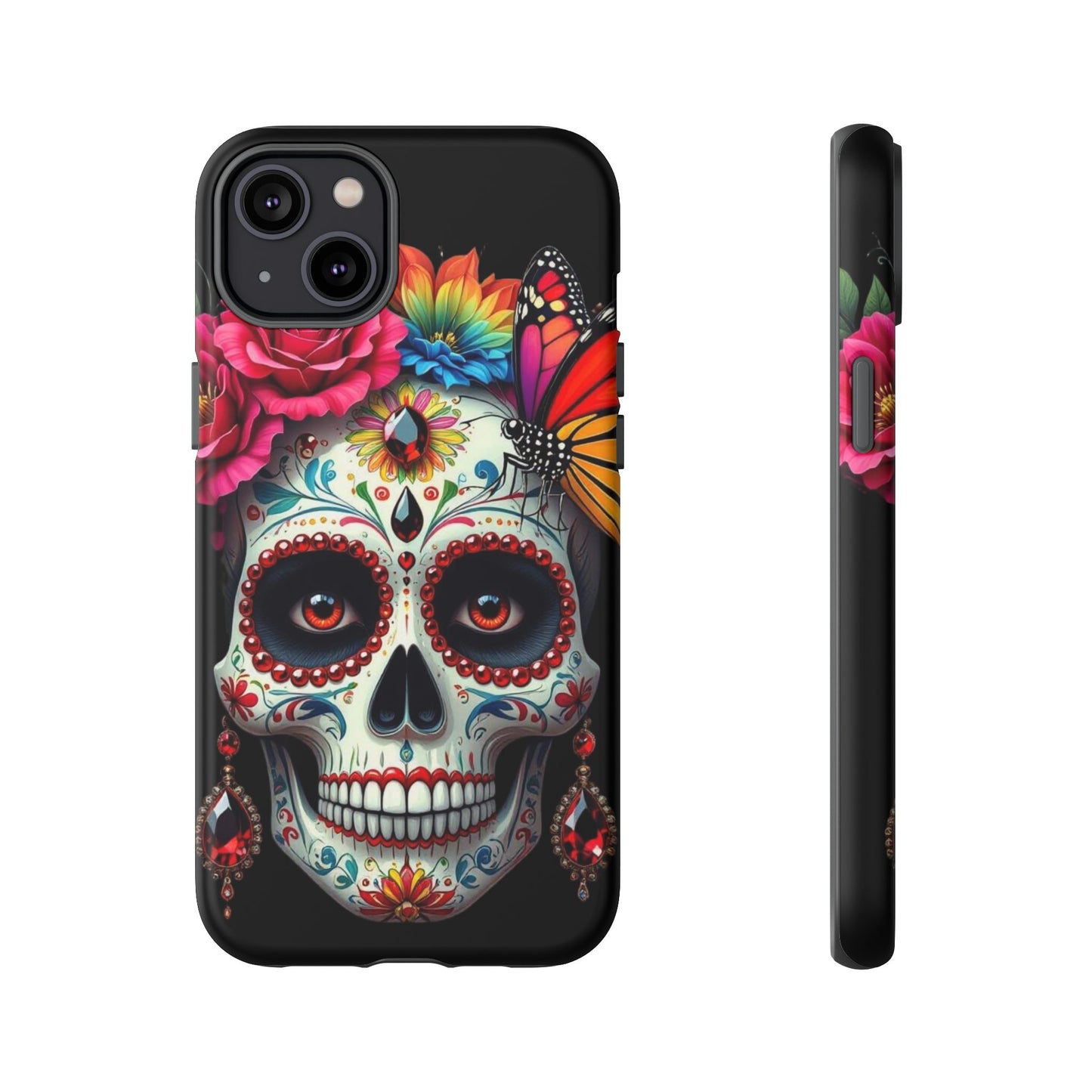 Colorful Sugar Skull Phone Case, Day of the Dead Case, Floral Phone Cover, Flower Skull Design, Edgy Phone Accessory