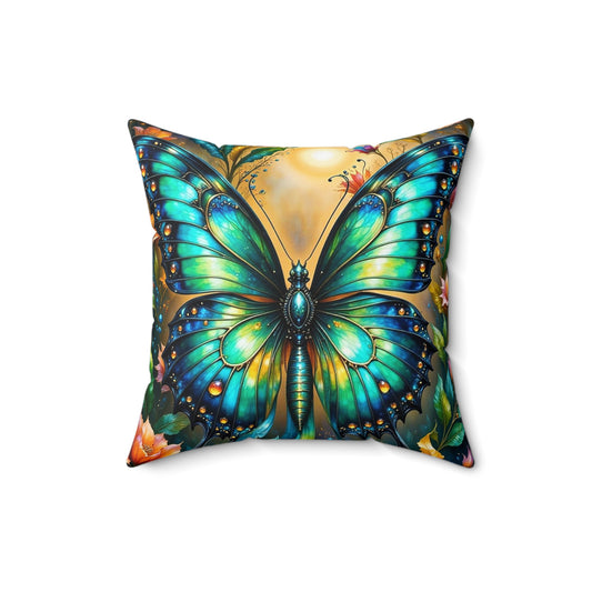 Vibrant Butterfly Square Pillow, Home Decor, Gift for Nature Lovers, Boho Chic, Spring and Summer Decoration