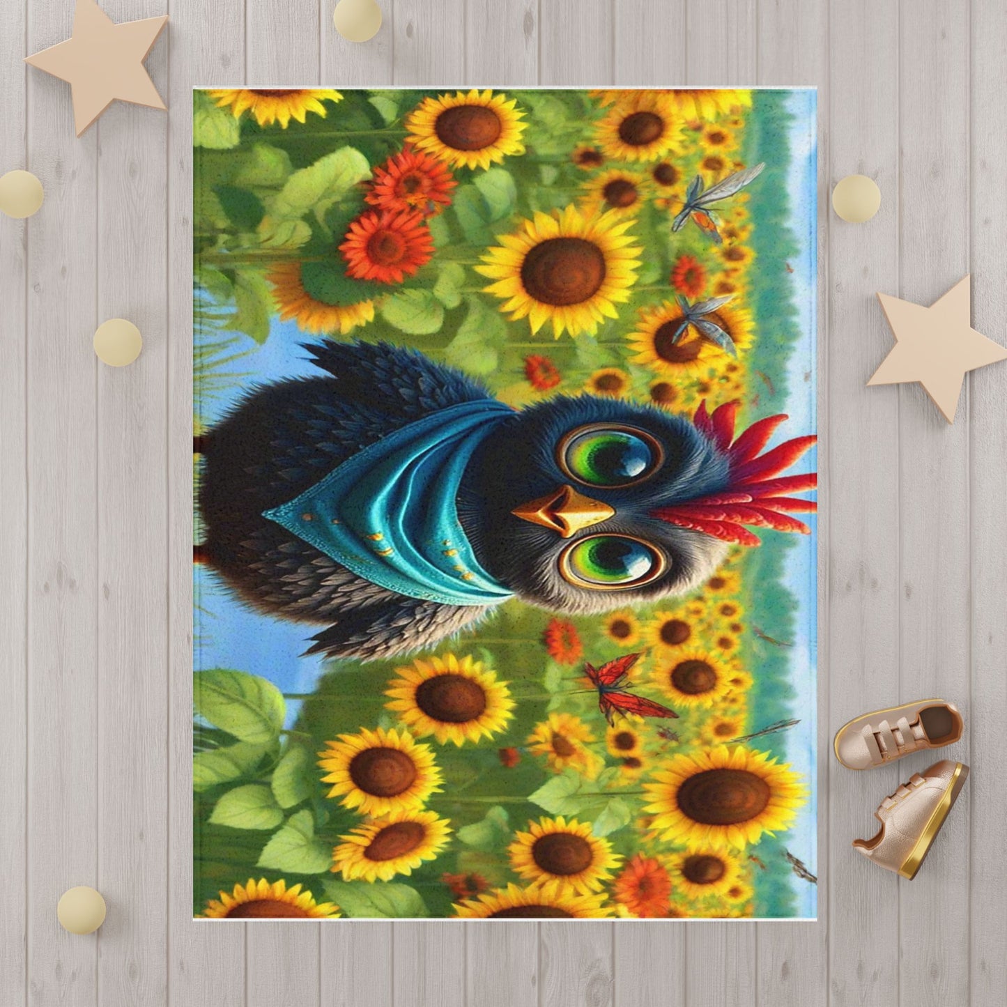 Whimsical Toddler Blanket - Cozy Owl Design, Sunflower Field Atmosphere, Perfect for Nursery, Gift for Baby Showers, Toddler Comfort, [...]