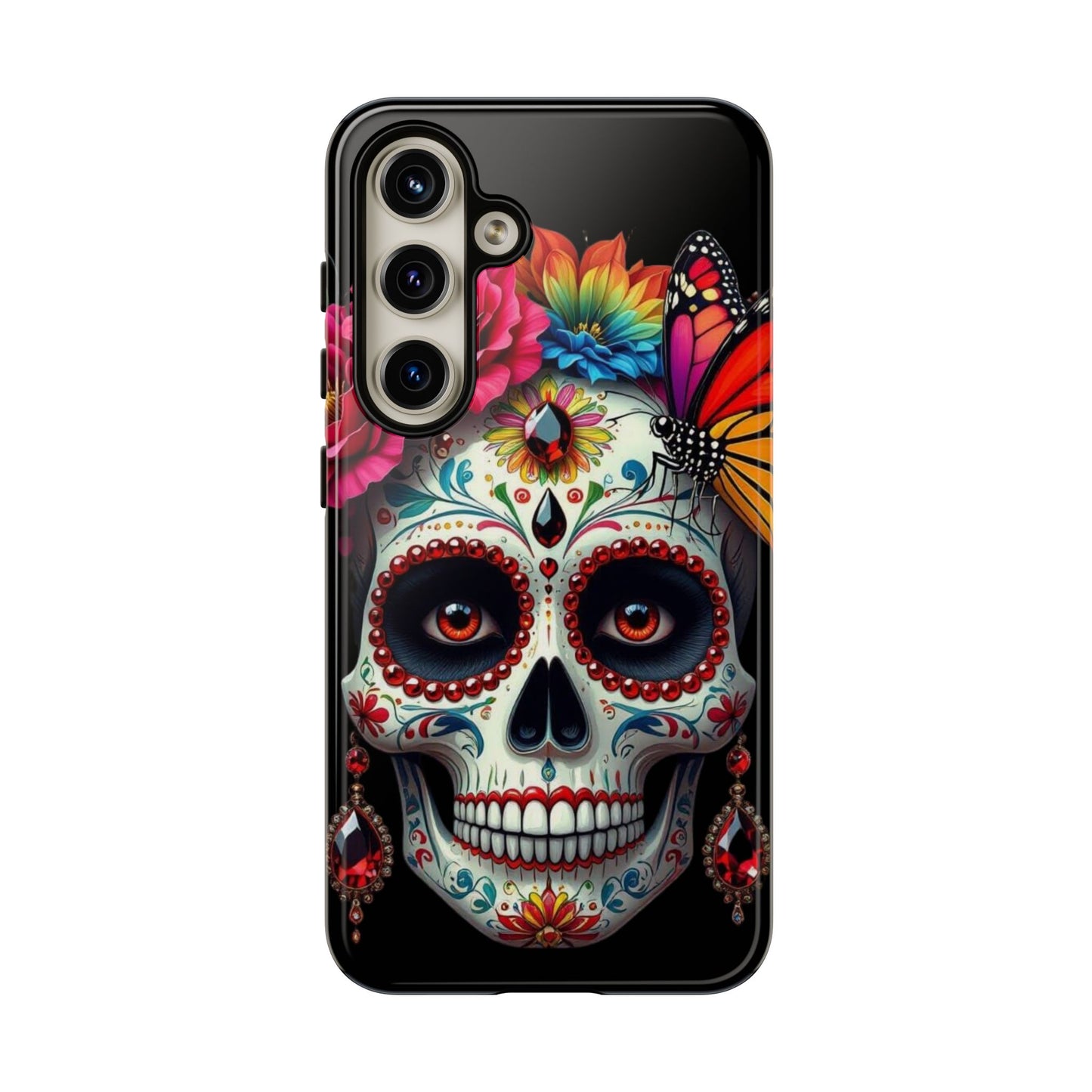 Colorful Sugar Skull Phone Case, Day of the Dead Case, Floral Phone Cover, Flower Skull Design, Edgy Phone Accessory