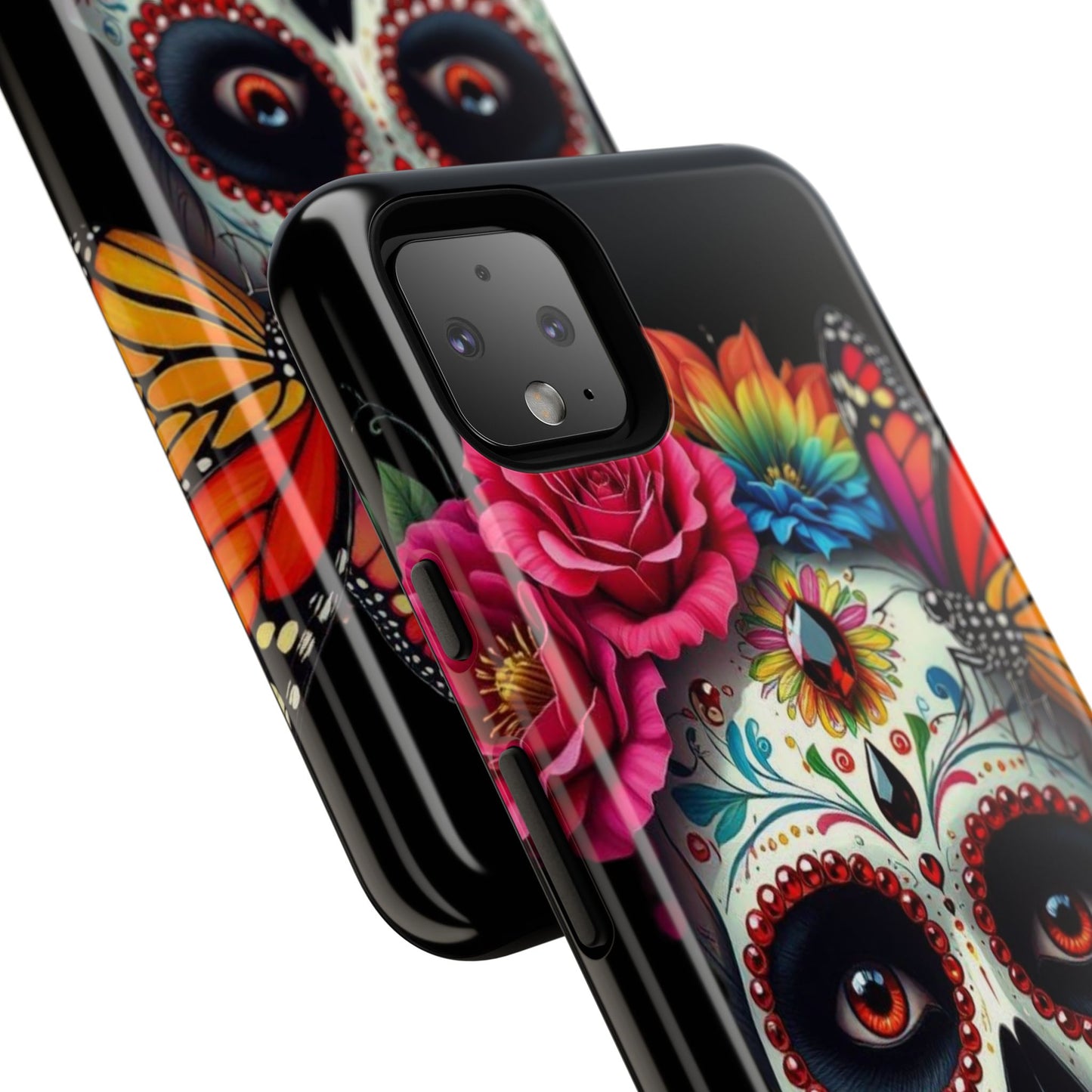 Colorful Sugar Skull Phone Case, Day of the Dead Case, Floral Phone Cover, Flower Skull Design, Edgy Phone Accessory